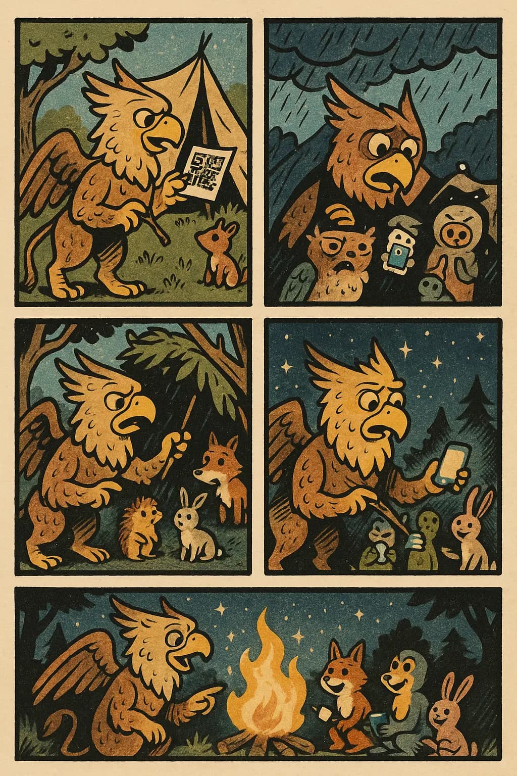 Fable du Griffon Campeur et des Défis Modernes